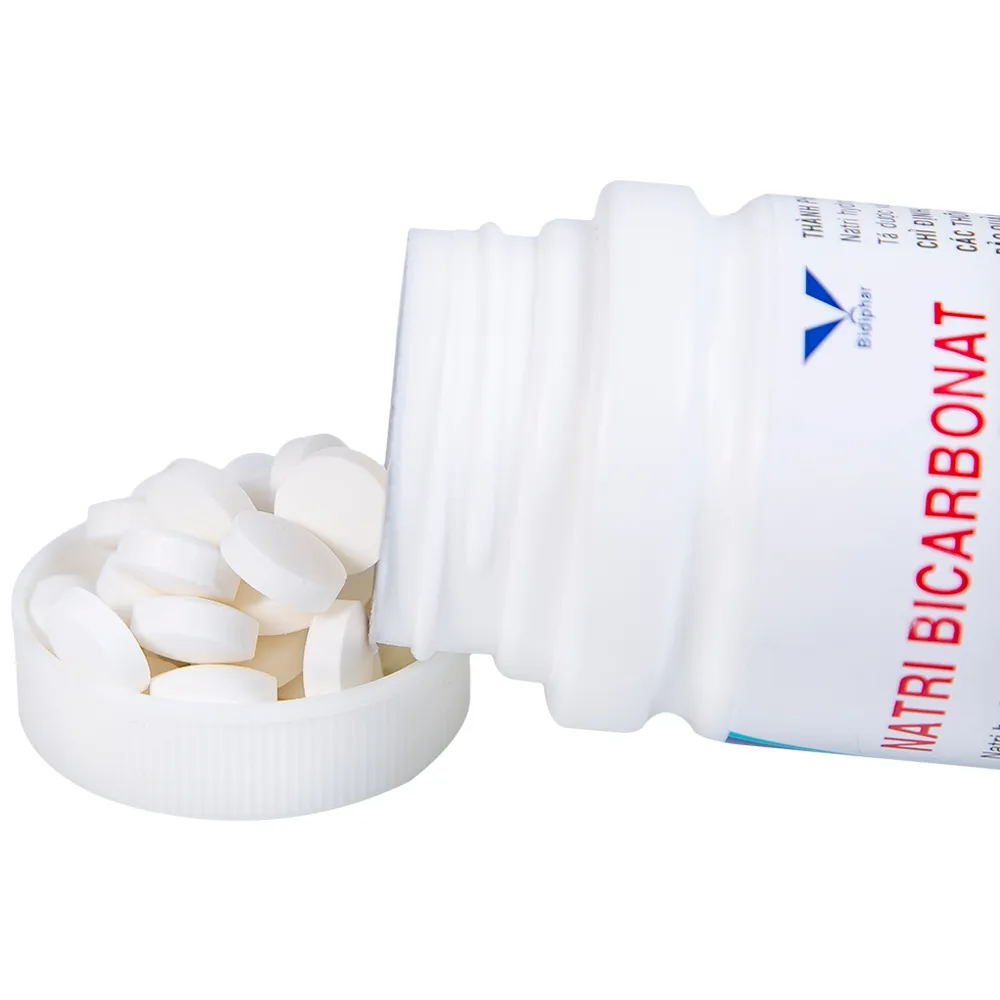 Hình ảnh Thuốc Natri Bicarbonat 500mg Bidiphar điều trị nhiễm toan chuyển hóa, khó tiêu hóa, ợ nóng (160 viên)