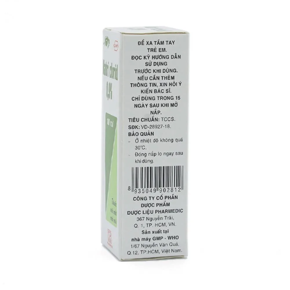 Hình ảnh Thuốc nhỏ mắt, nhỏ mũi Natri Clorid 0,9% Pharmedic hỗ trợ rửa mắt, rửa mũi, phụ trị nghẹt mũi, sổ mũi (10ml)