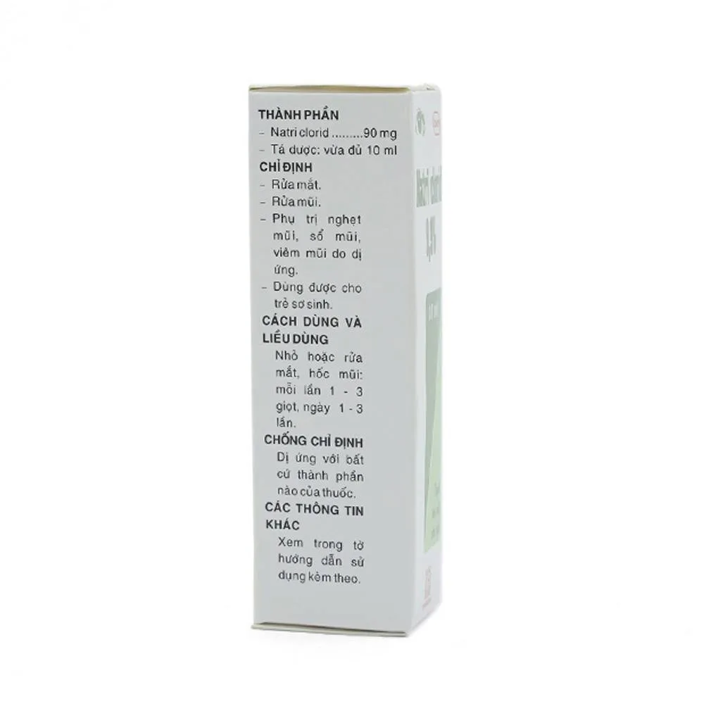 Hình ảnh Thuốc nhỏ mắt, nhỏ mũi Natri Clorid 0,9% Pharmedic hỗ trợ rửa mắt, rửa mũi, phụ trị nghẹt mũi, sổ mũi (10ml)