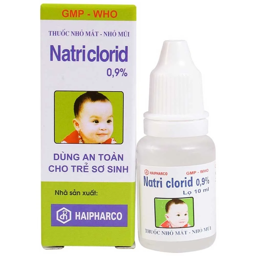Hình ảnh Thuốc nhỏ mắt, nhỏ mũi Natri Clorid 0.9% Haipharco giảm khô mắt, nghẹt mũi, sổ mũi (10ml)