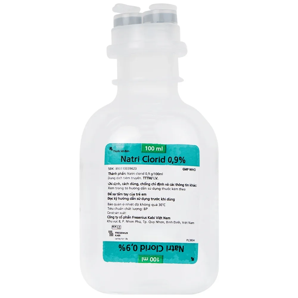Hình ảnh Dung dịch Natri Clorid 0,9% Kabi bổ sung điện giải và nước, phòng và điều trị thiếu hụt natri (100ml)