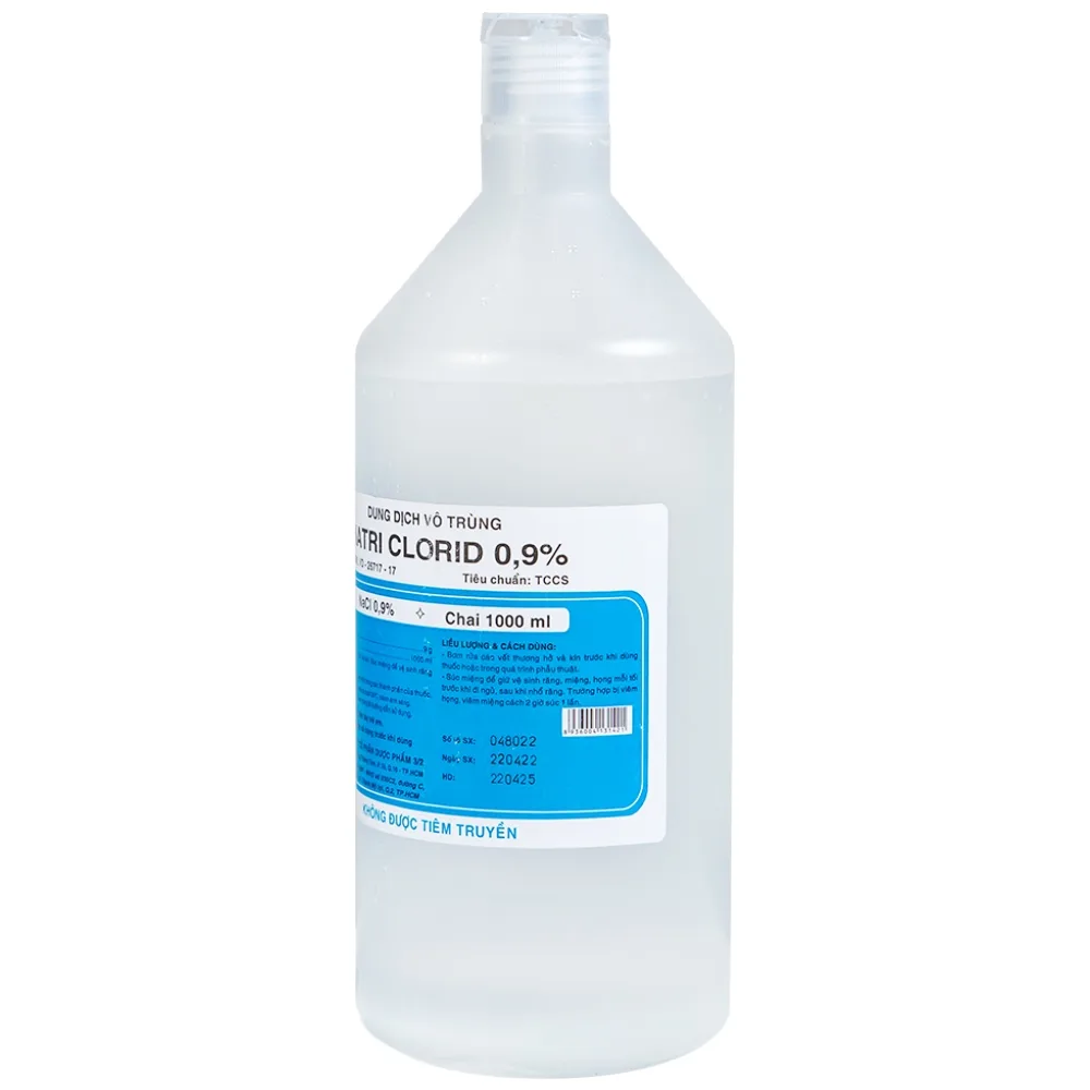 Hình ảnh Dung dịch vô trùng Natri Clorid 0.9% Dược 3-2 rửa vết thương hở và kín, súc miệng (1000ml)