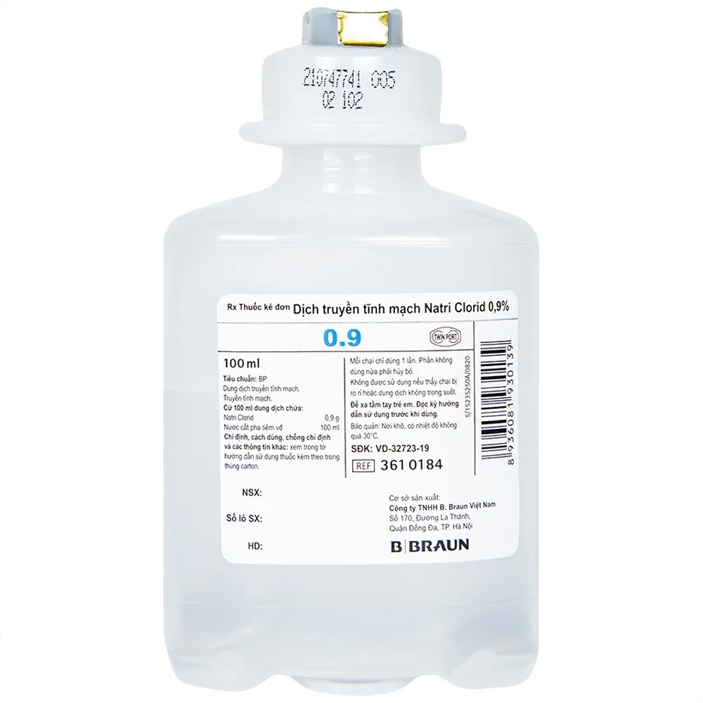Hình ảnh Dịch truyền tĩnh mạch Natri Clorid 0,9% B. Braun làm dung môi pha tiêm truyền (100ml)