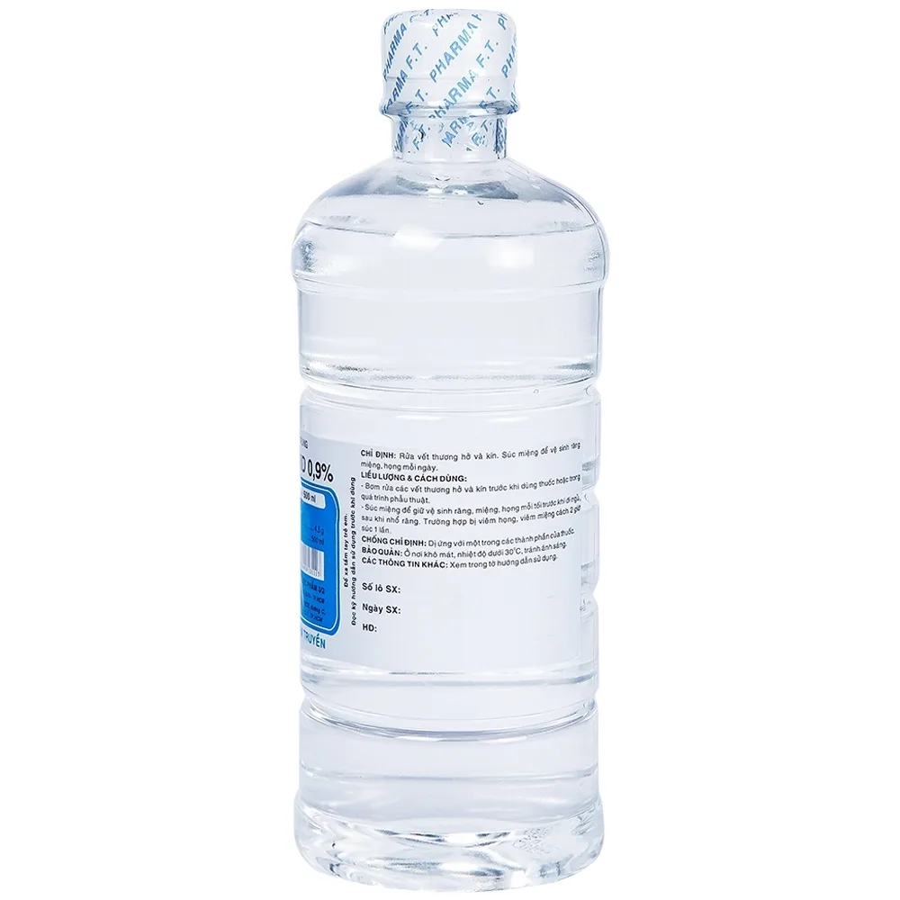 Hình ảnh Dung dịch vô trùng Natri Clorid 0,9% Dược 3-2 rửa vết thương hở và kín, súc miệng (500ml)