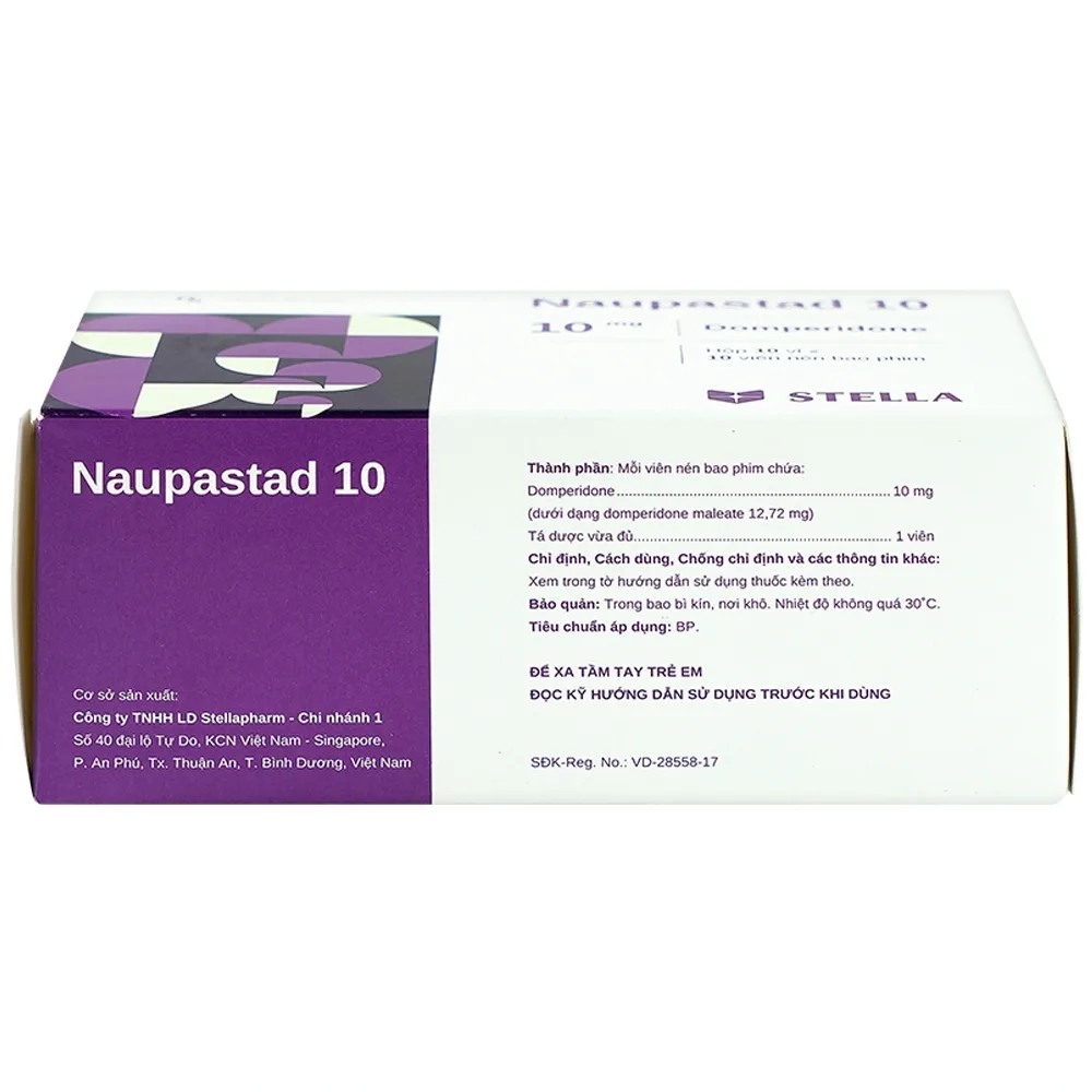 Hình ảnh Viên nén Naupastad 10 Stella điều trị triệu chứng nôn và buồn nôn (10 vỉ x 10 viên)