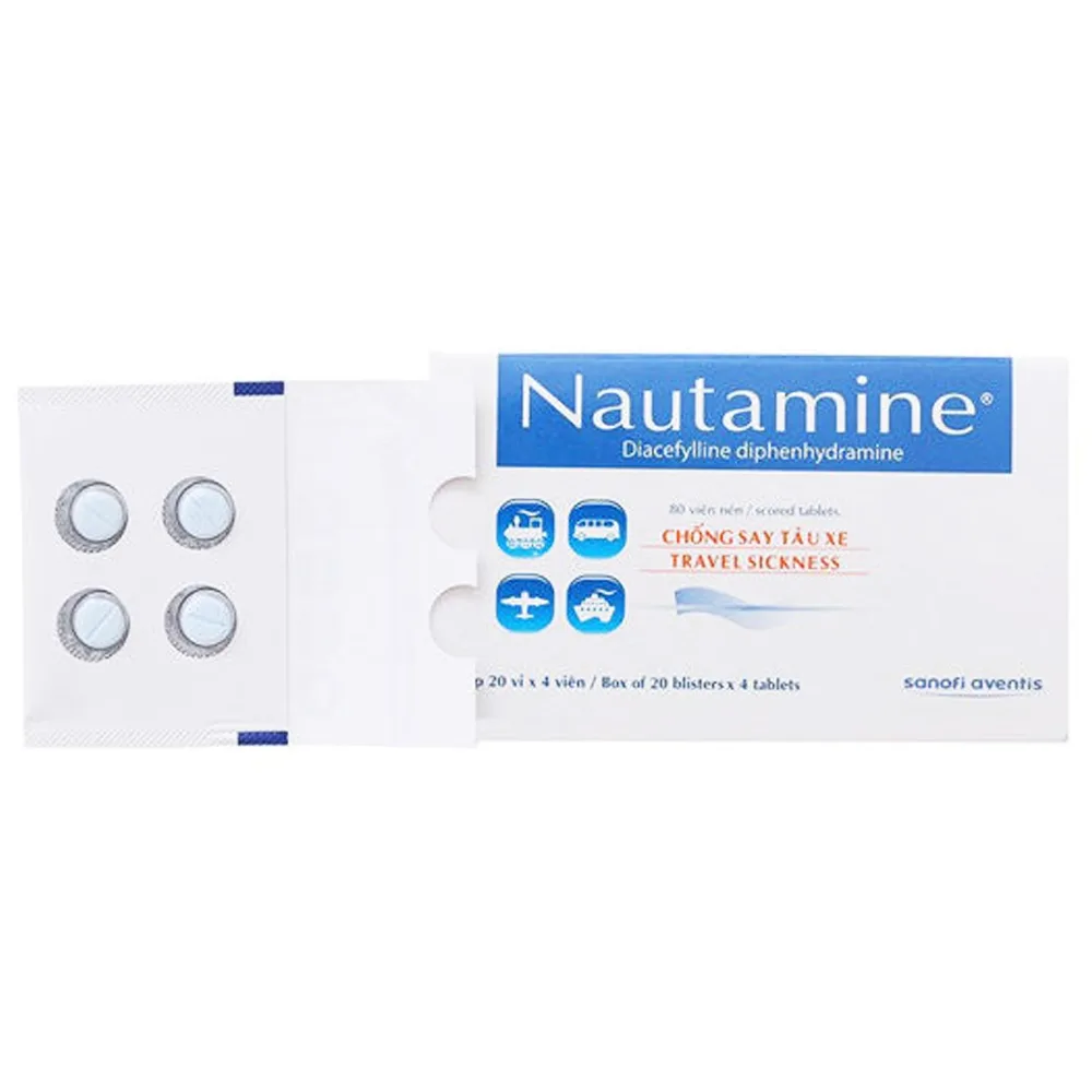 Hình ảnh Viên nén Nautamine Sanofi phòng ngừa và điều trị say tàu xe (20 vỉ x 4 viên)