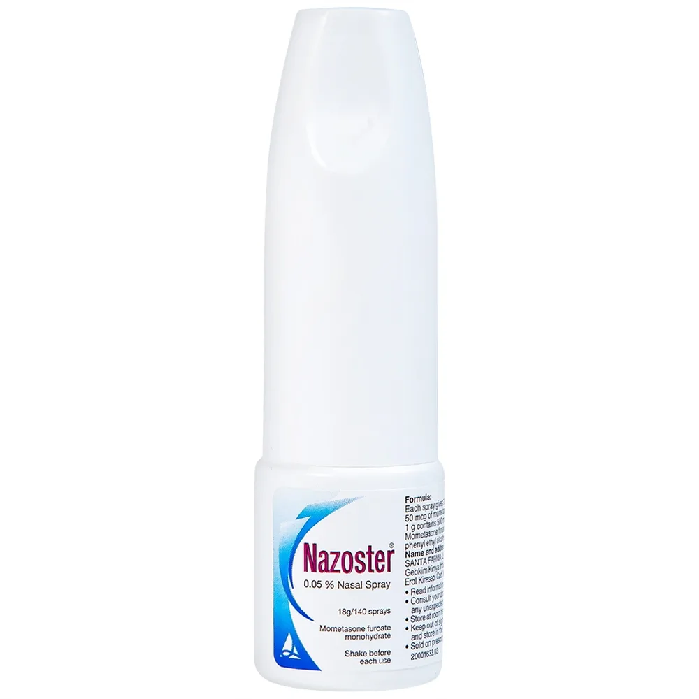 Hình ảnh Hỗn dịch xịt mũi Nazoster 0.05% Nasal Spray Santa điều trị viêm mũi dị ứng (18g)