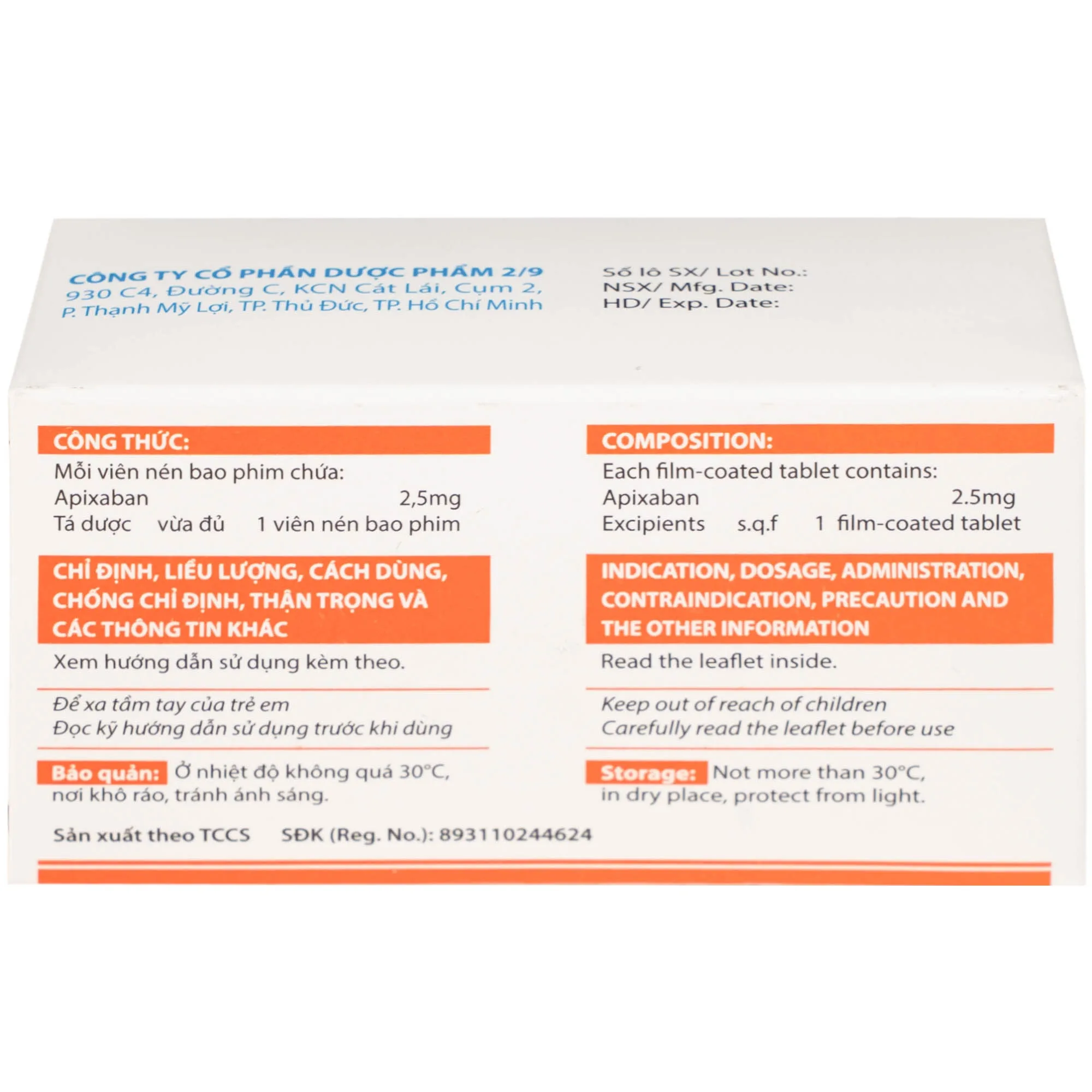 Hình ảnh NDP-Apixan 2.5mg Nadyphar phòng ngừa biến cố thuyên tắc huyết khối tĩnh mạch (10 vỉ x 10 viên)