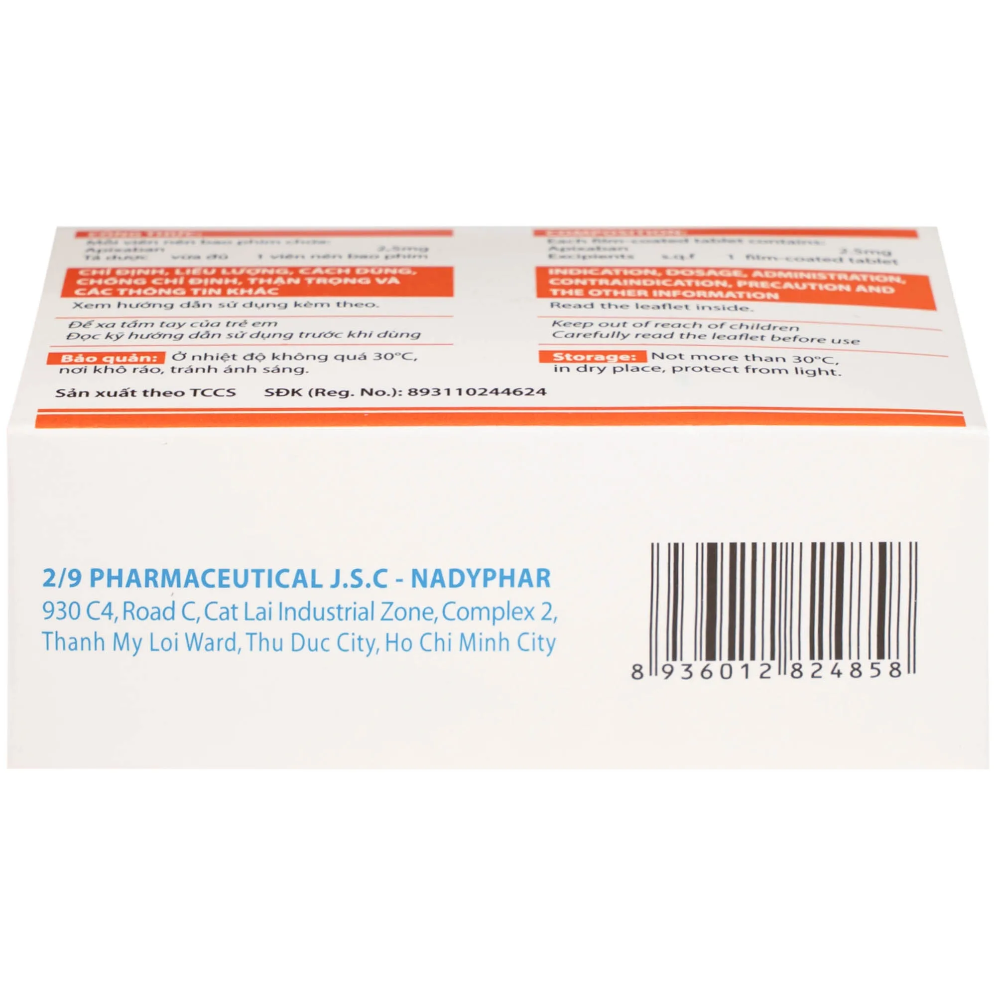 Hình ảnh NDP-Apixan 2.5mg Nadyphar phòng ngừa biến cố thuyên tắc huyết khối tĩnh mạch (10 vỉ x 10 viên)