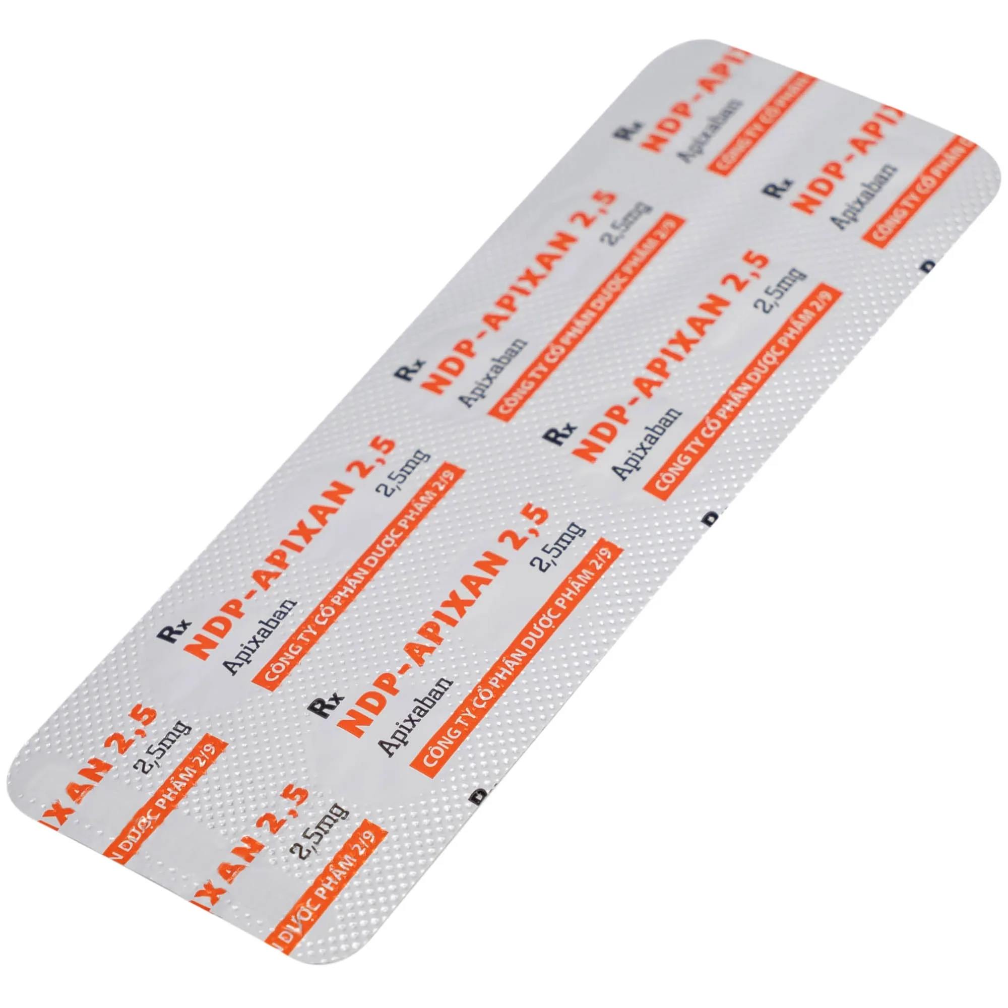 Hình ảnh NDP-Apixan 2.5mg Nadyphar phòng ngừa biến cố thuyên tắc huyết khối tĩnh mạch (10 vỉ x 10 viên)