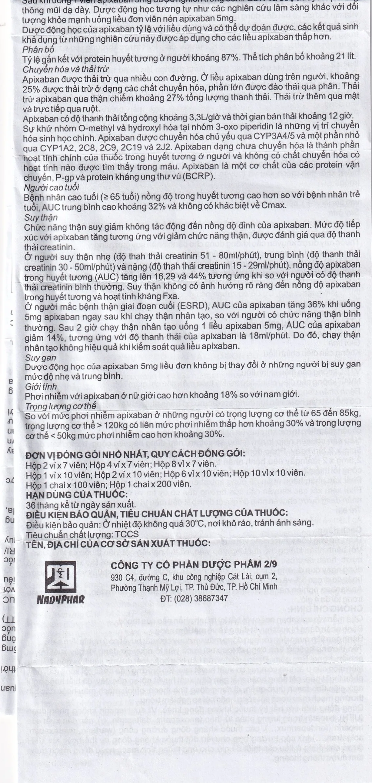 Hình ảnh Thuốc NDP-Apixan 5mg Nadyphar hỗ trợ phòng ngừa đột quỵ, tăng huyết áp (2 vỉ x 10 viên)
