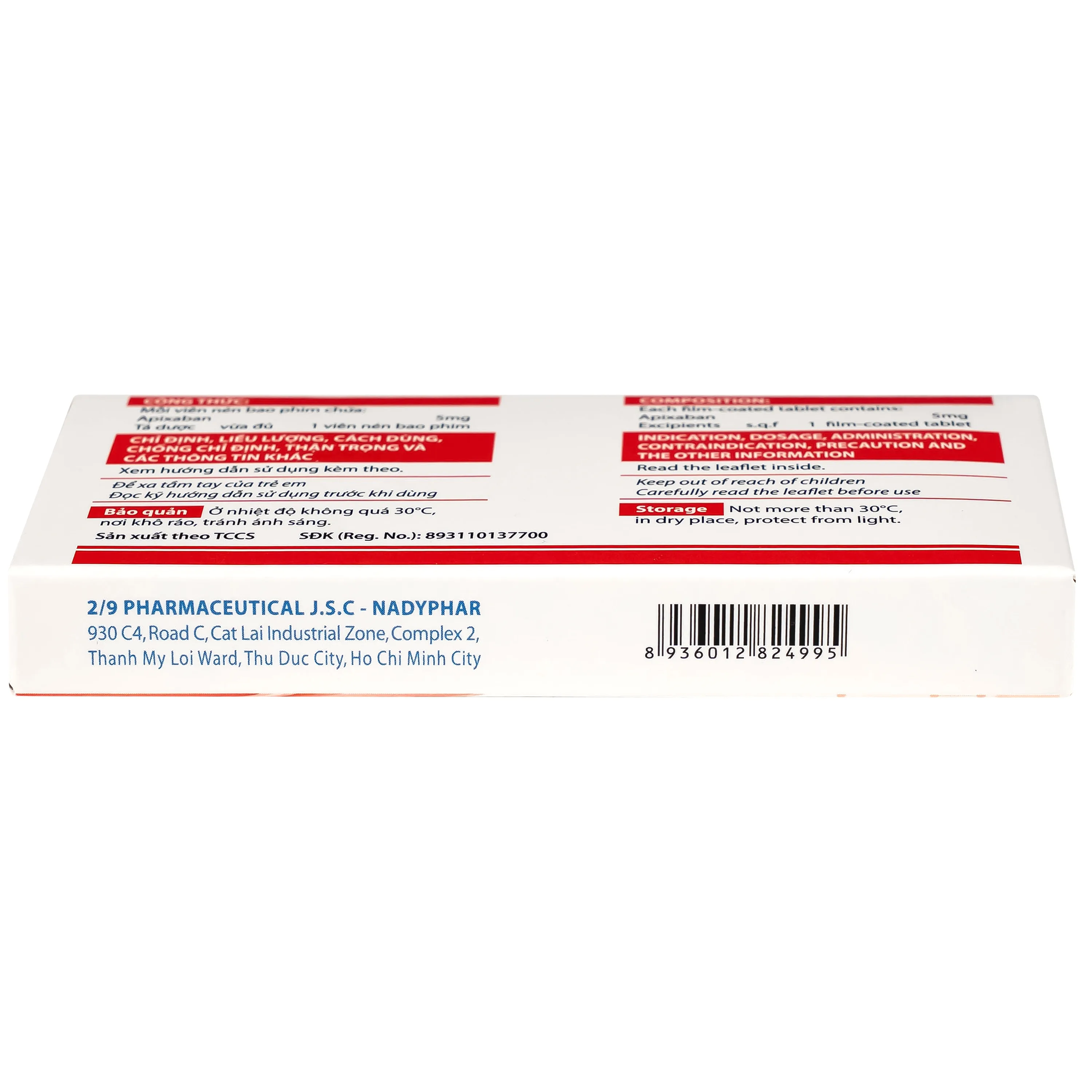 Hình ảnh Thuốc NDP-Apixan 5mg Nadyphar hỗ trợ phòng ngừa đột quỵ, tăng huyết áp (2 vỉ x 10 viên)