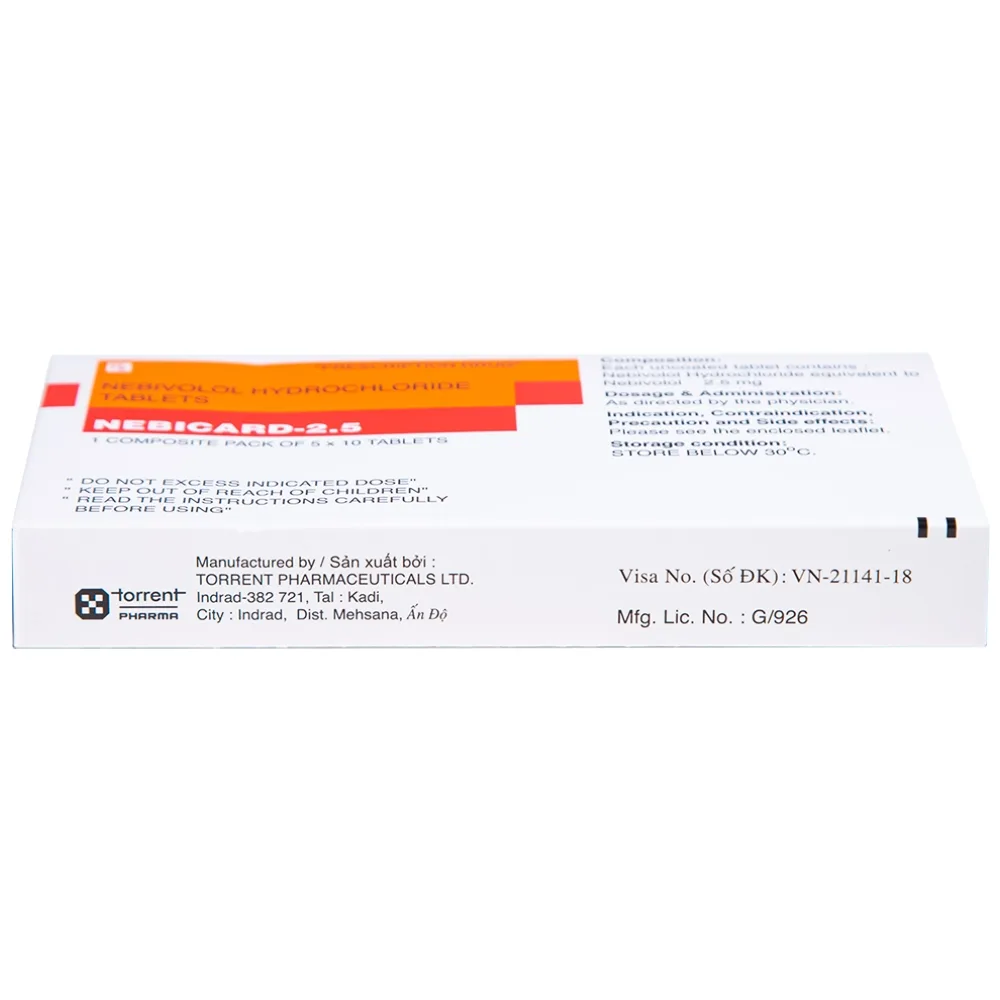 Hình ảnh Viên nén Nebicard 2.5 Torrent điều trị tăng huyết áp (5 vỉ x 10 viên)