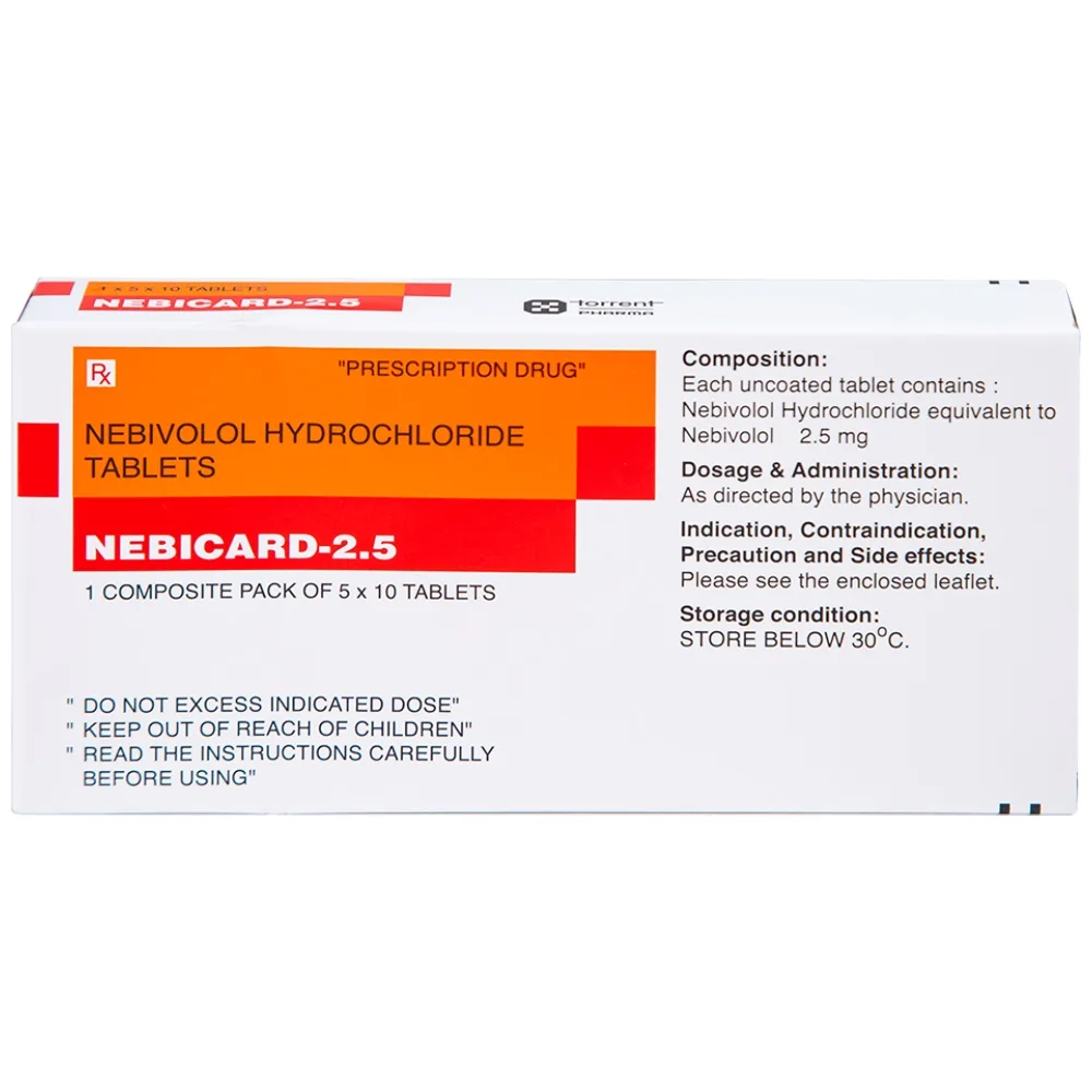 Hình ảnh Viên nén Nebicard 2.5 Torrent điều trị tăng huyết áp (5 vỉ x 10 viên)