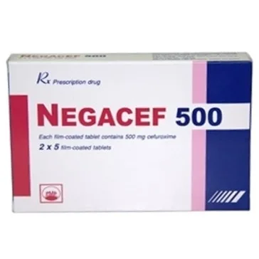 Hình ảnh Thuốc Negacef 500 Pymepharco điều trị nhiễm khuẩn đường hô hấp, nhiễm khuẩn tai mũi họng (2 vỉ x 5 viên)