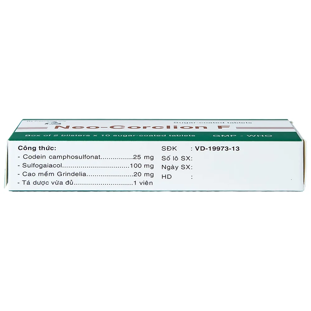 Hình ảnh Viên nén Neo-Corclion F TV.Pharm giảm ho gió, ho khan (2 vỉ x 10 viên)
