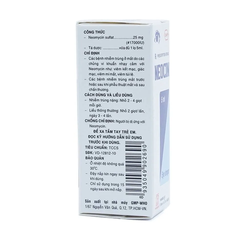 Hình ảnh Thuốc nhỏ mắt Neocin Pharmedic điều trị viêm kết mạc, giác mạc (5ml)
