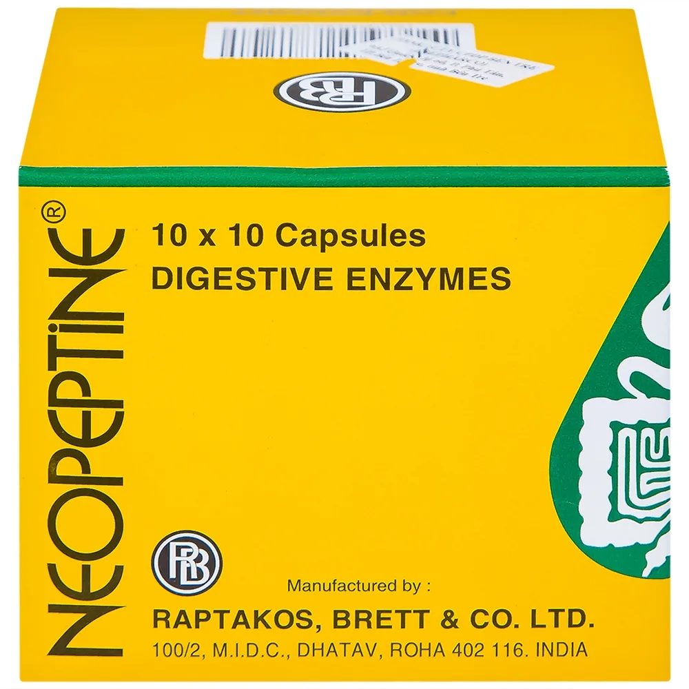 Hình ảnh Men tiêu hóa Neopeptine Raptakos hỗ trợ điều trị đầy hơi, khó tiêu, biếng ăn (10 vỉ x 10 viên) 