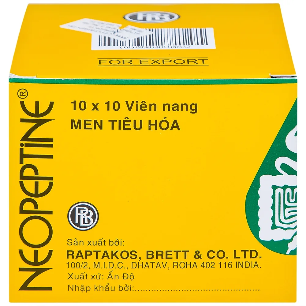 Hình ảnh Men tiêu hóa Neopeptine Raptakos hỗ trợ điều trị đầy hơi, khó tiêu, biếng ăn (10 vỉ x 10 viên) 