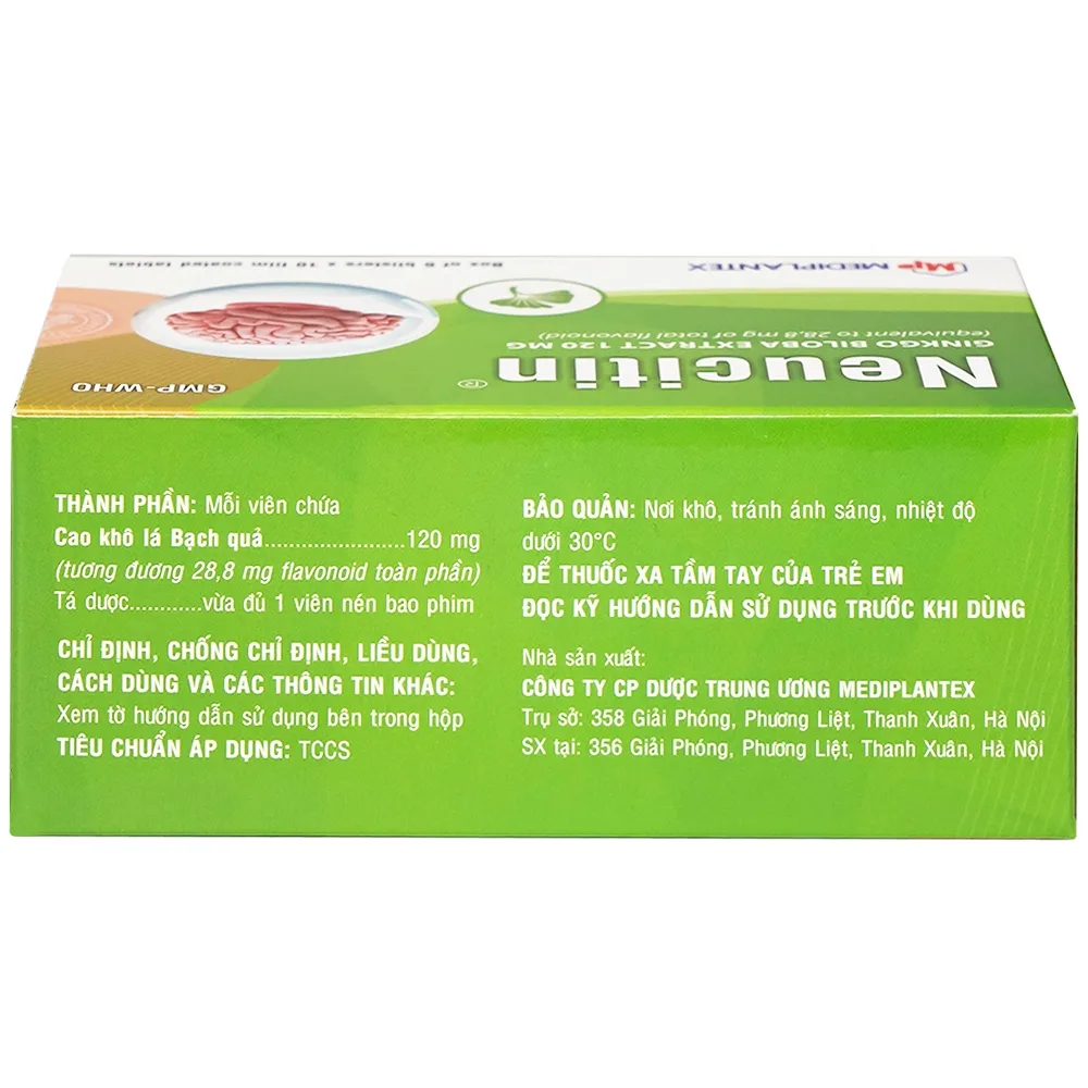 Hình ảnh Thuốc Neucitin 120mg Mediplantex điều trị mất trí nhớ ngắn hạn (6 vỉ x 10 viên)