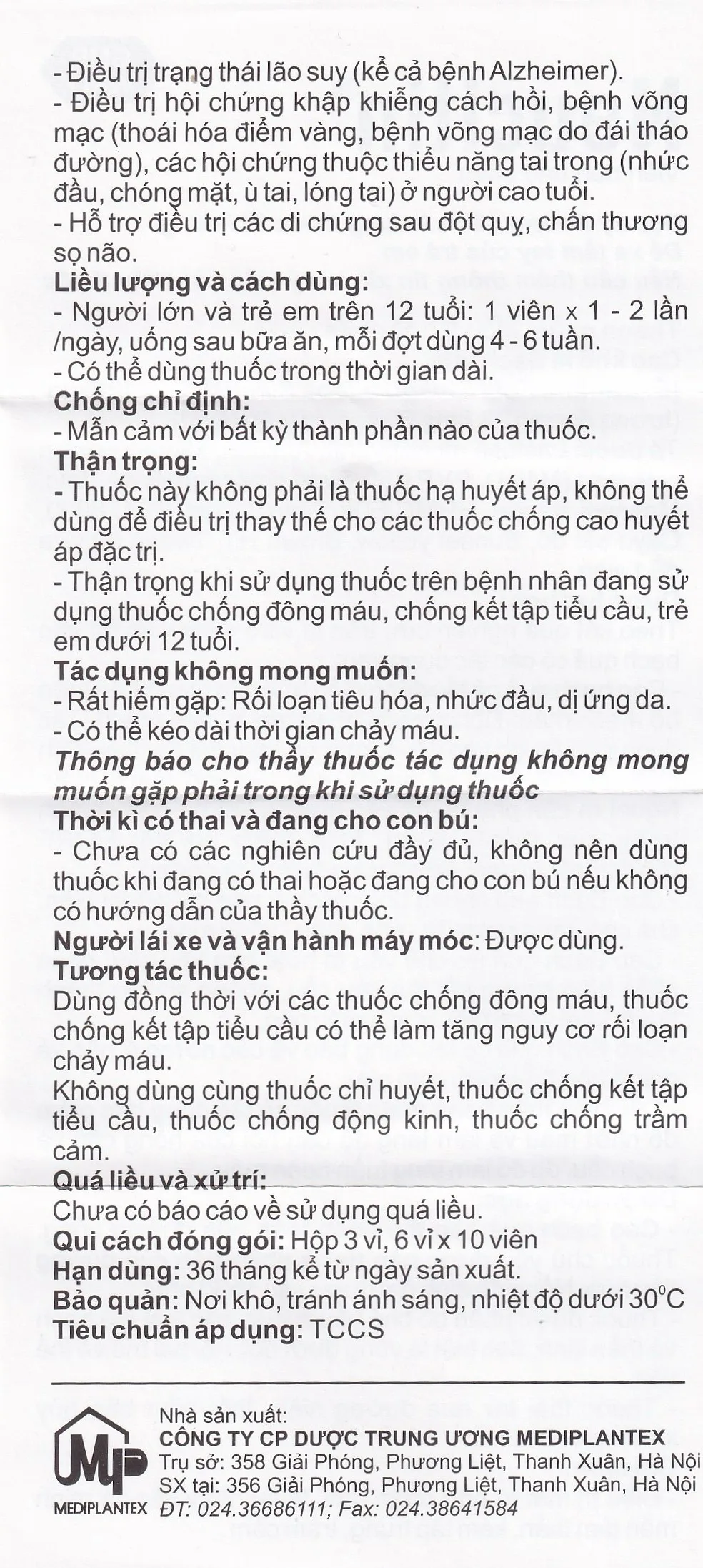 Hình ảnh Thuốc Neucitin 120mg Mediplantex điều trị mất trí nhớ ngắn hạn (6 vỉ x 10 viên)
