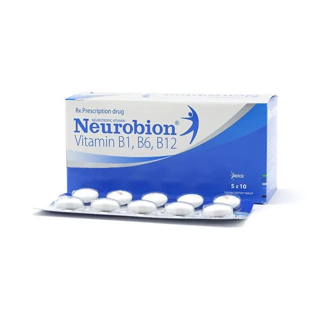 Hình ảnh Viên nén Neurobion Merck màu xanh- điều trị rối loạn thần kinh ngoại vi (5 vỉ x 10 viên)