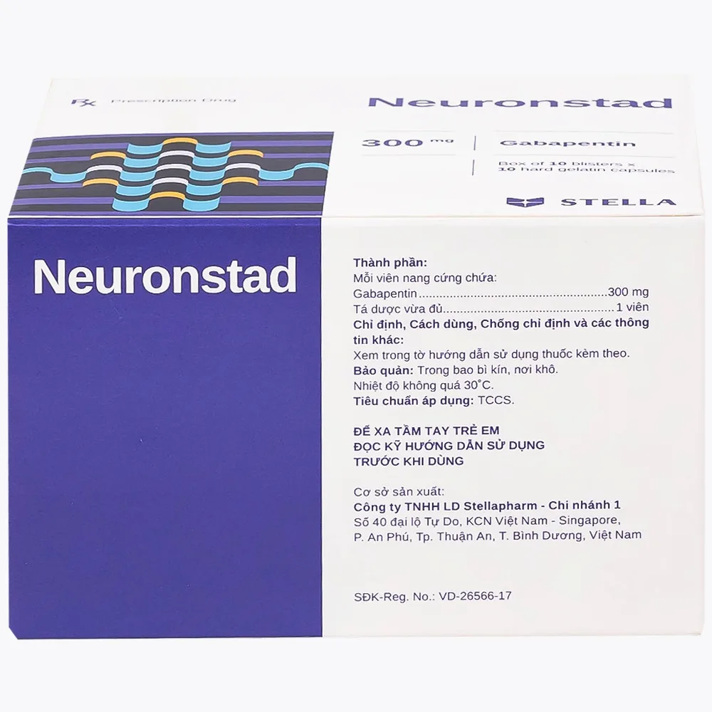 Hình ảnh Thuốc Neuronstad 300mg Stella điều trị hỗ trợ động kinh cục bộ (10 vỉ x 10 viên)