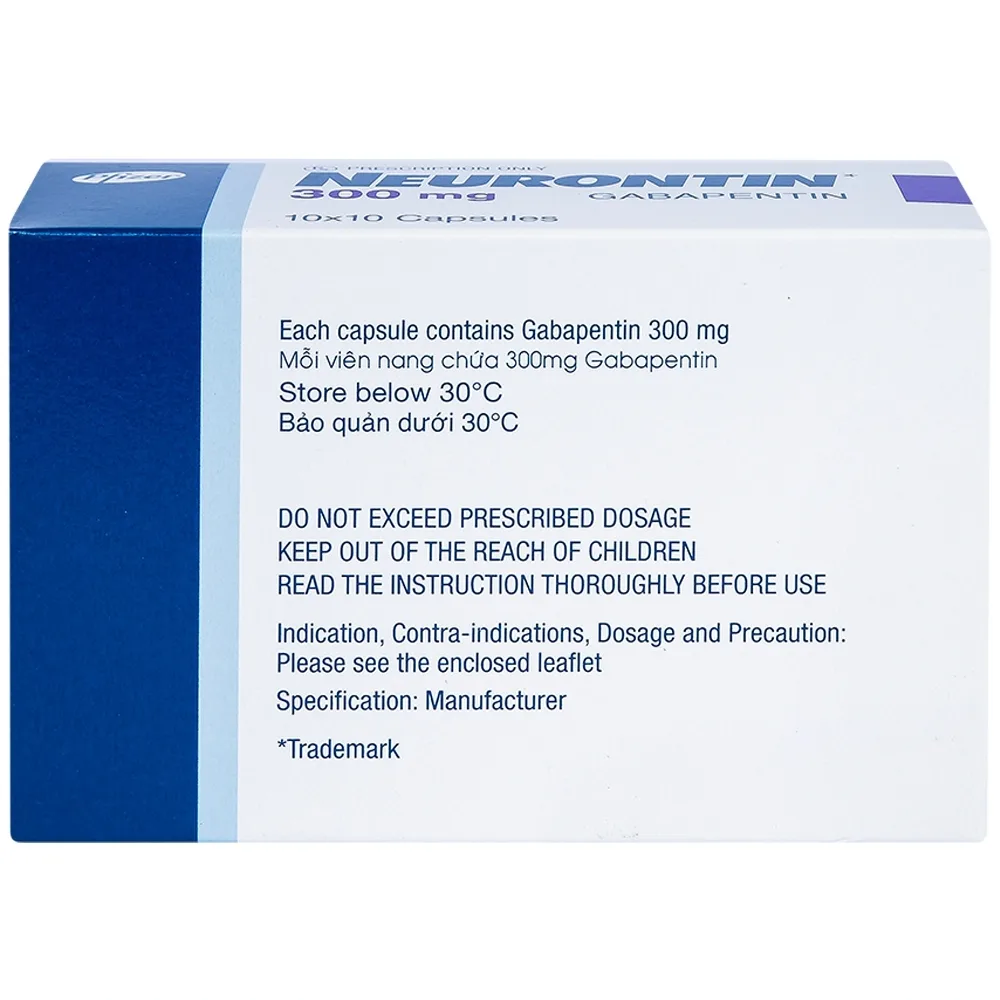 Hình ảnh Viên nang cứng Neurontin 300mg Pfizer điều trị hỗ trợ trong động kinh cục bộ (10 vỉ x 10 viên)