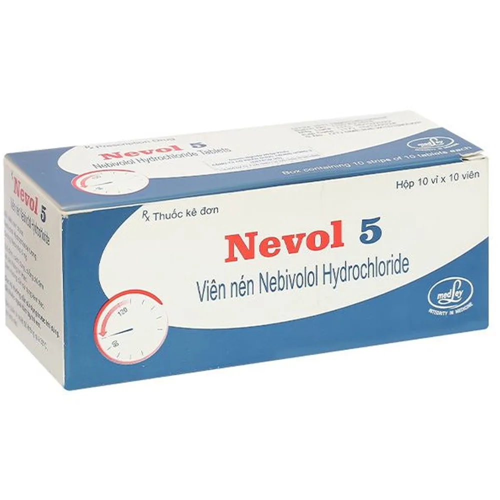 Hình ảnh Viên nén Nevel 5 Medley Pharma điều trị tăng huyết áp vô căn (10 vỉ x 10 viên)