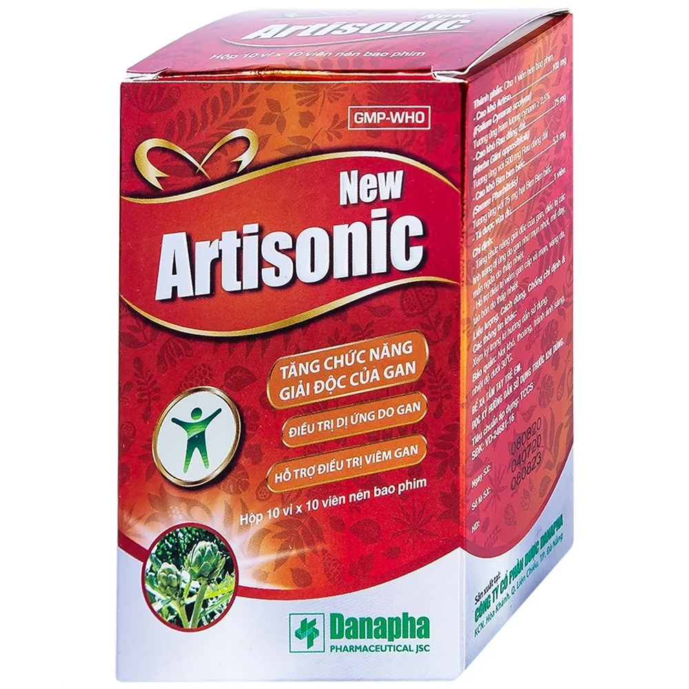 Hình ảnh Viên nén New Artisonic Danapha tăng chức năng giải độc gan, điều trị dị ứng, viêm gan (10 vỉ x 10 viên)