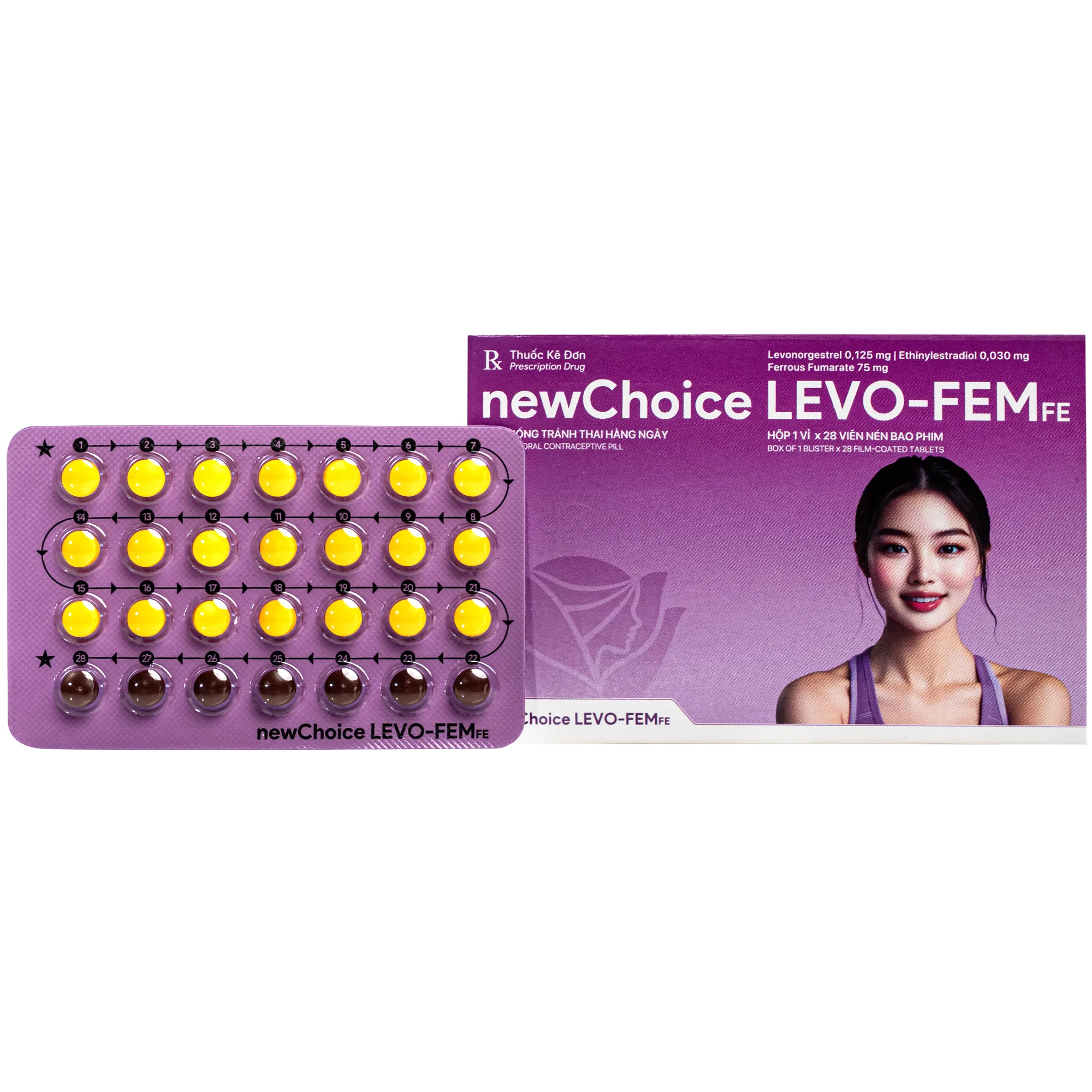 Hình ảnh Thuốc Newchoice levo-fem Fe Nam Hà dùng để tránh thai (1 vỉ x 28 viên)