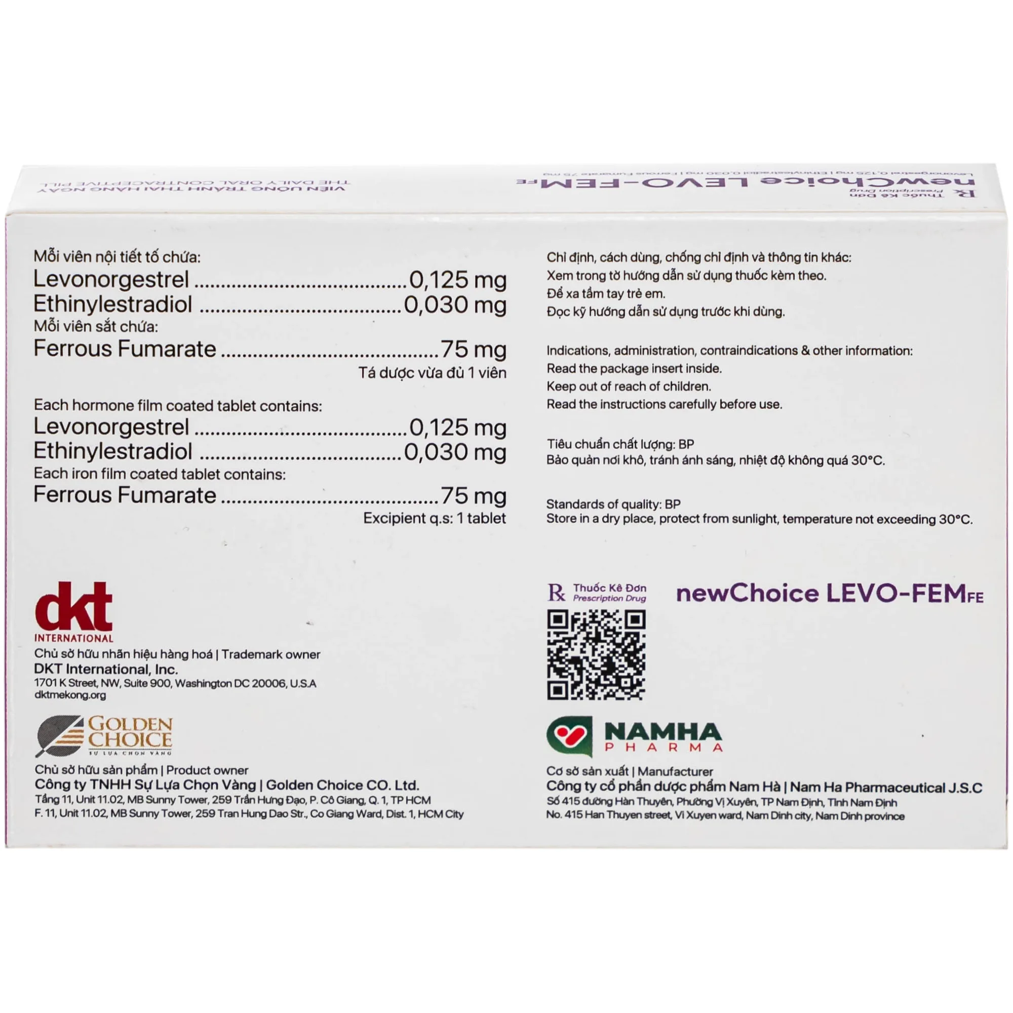 Hình ảnh Thuốc Newchoice levo-fem Fe Nam Hà dùng để tránh thai (1 vỉ x 28 viên)