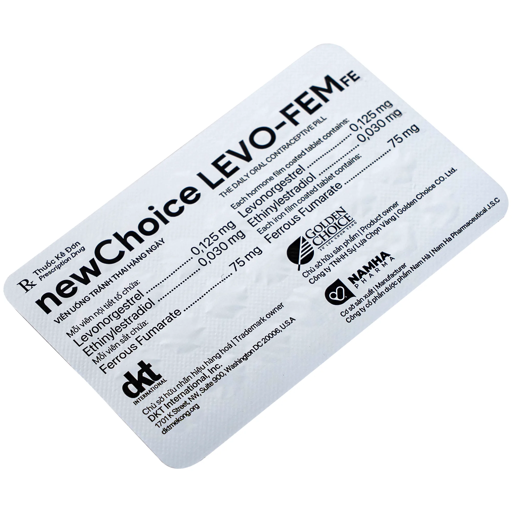 Hình ảnh Thuốc Newchoice levo-fem Fe Nam Hà dùng để tránh thai (1 vỉ x 28 viên)