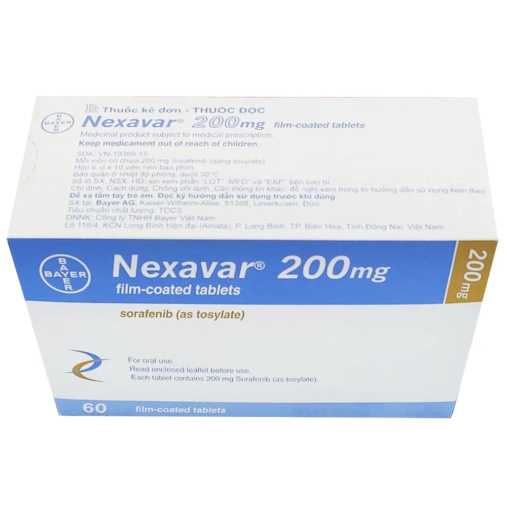 Hình ảnh Thuốc Nexavar 200mg Bayer điều trị cho bệnh nhân ung thư gan, thận và ung thư tuyến giáp ( 6 vỉ x 10 viên)