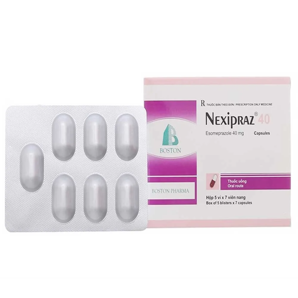 Hình ảnh Viên nang cứng Nexipraz 40 Boston điều trị bệnh trào ngược dịch dạ dày - thực quản (5 vỉ x 7 viên)