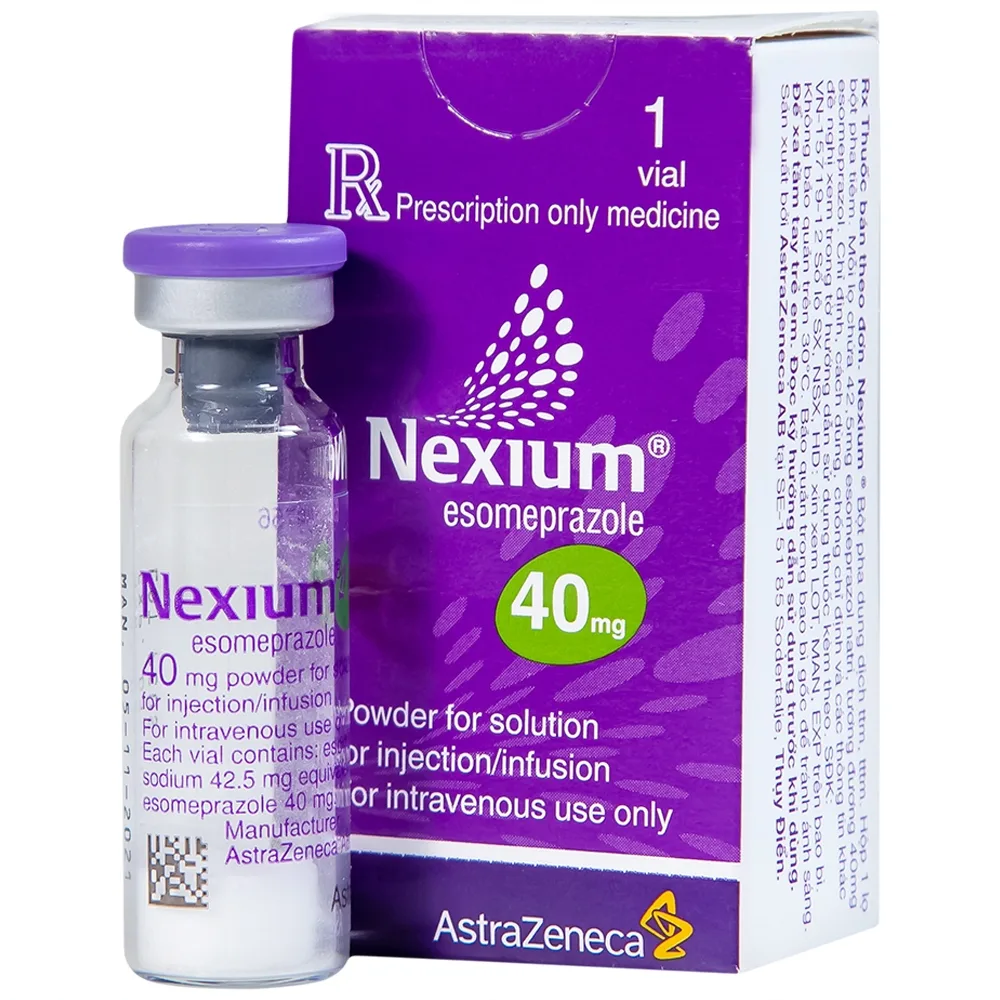 Hình ảnh Bột pha tiêm Nexium 40mg AstraZeneca điều trị kháng tiết dịch vị, trào ngược dạ dày - thực quản (1 lọ)