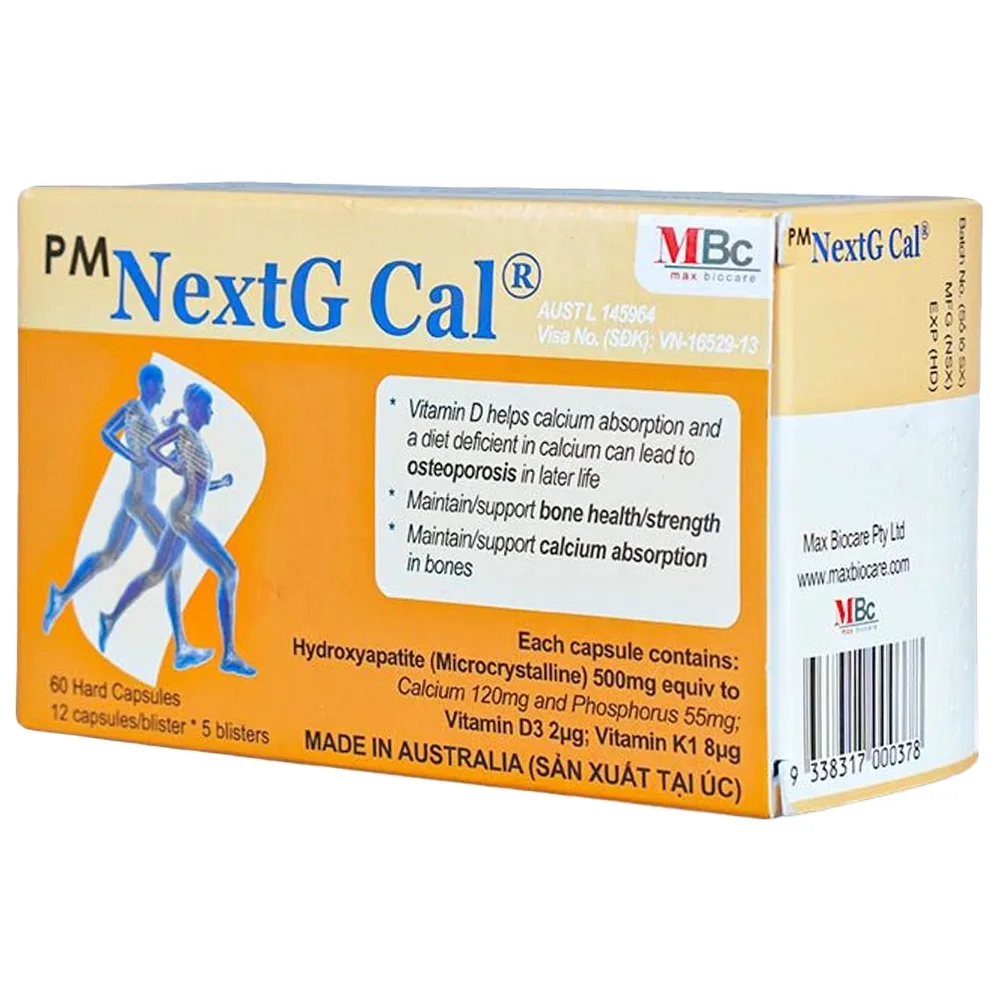 Hình ảnh Thuốc PM NextG Cal Probiotec bổ sung canxi, điều trị loãng xương (5 vỉ x 12 viên)