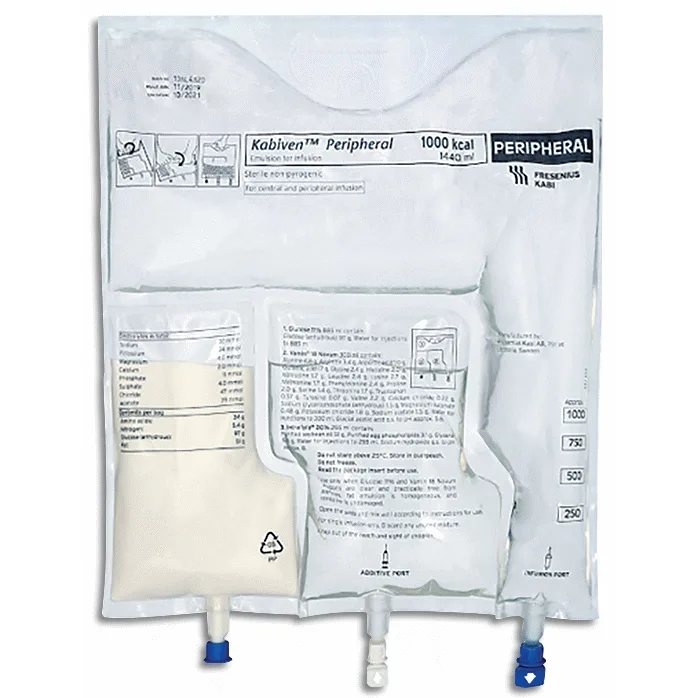 Hình ảnh Nhũ tương truyền tĩnh mạch Kabiven Peripheral 1000kcal Fresenius Kabi gồm glucose, acid amin, intralipid (1440ml)