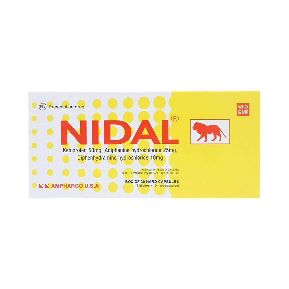 Hình ảnh Viên nang cứng Nidal Ampharco giảm đau do co thắt cơ trơn, bàng quang (3 vỉ x 10 viên)
