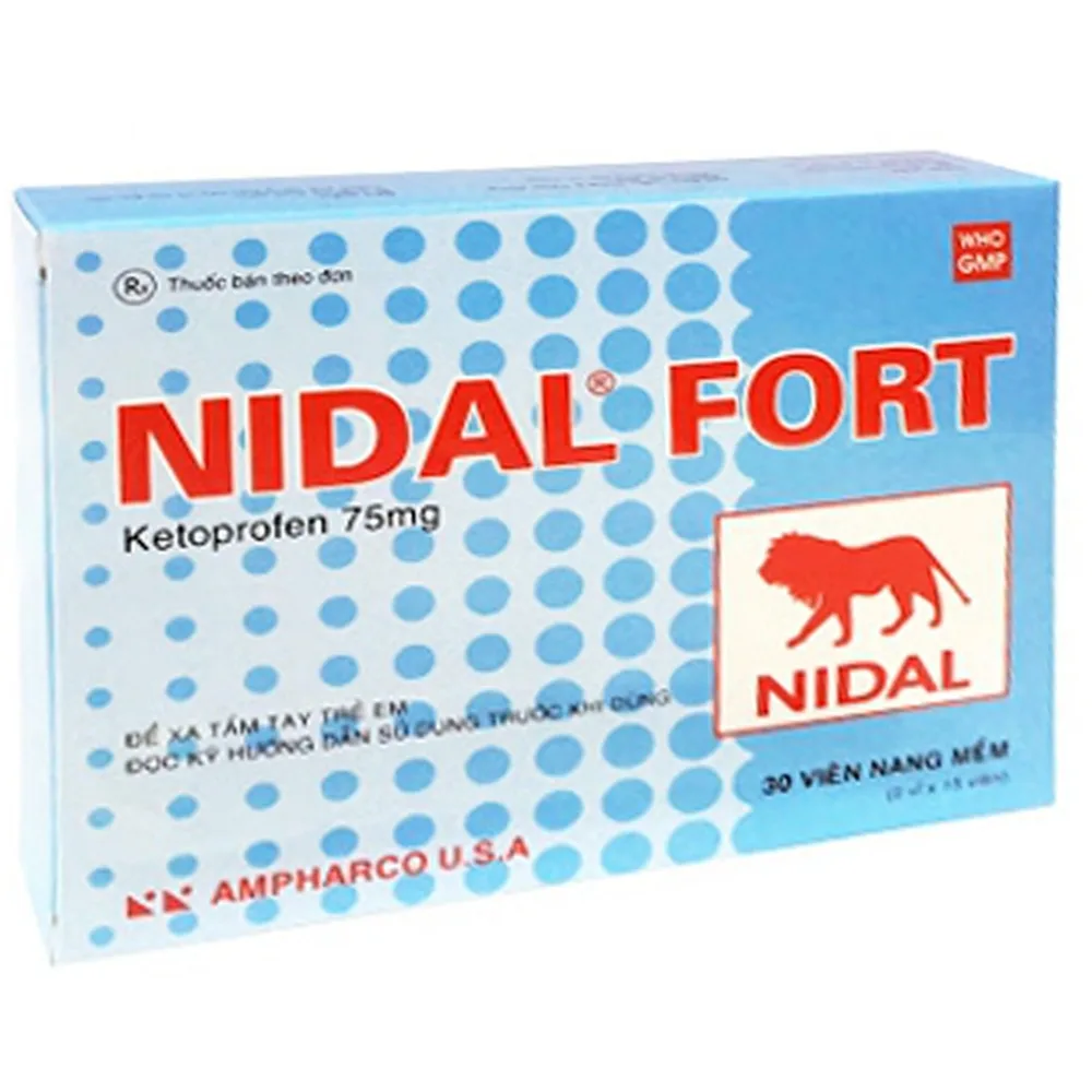 Hình ảnh Thuốc Nidal Fort 75mg Ampharco điều trị các cơn kịch phát thấp khớp viêm (3 vỉ x 10 viên)