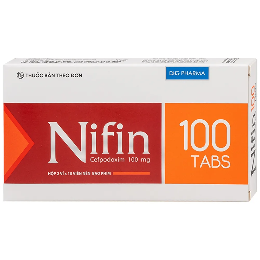 Hình ảnh Thuốc Nifin 100 Tabs DHG điều trị nhiễm khuẩn từ nhẹ đến trung bình ở đường hô hấp dưới (2 vỉ x 10 viên)