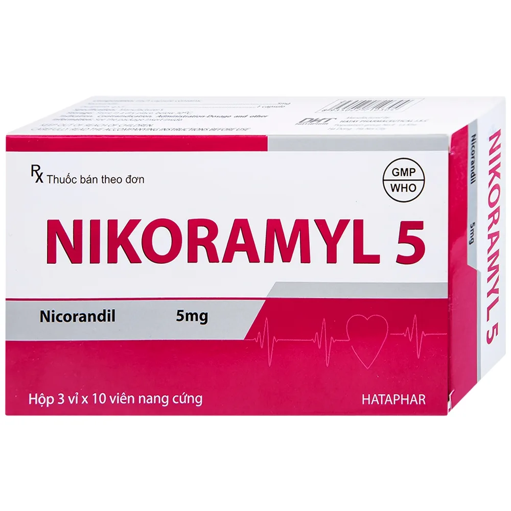Hình ảnh Viên nang cứng Nikoramyl 5 Hà Tây phòng và điều trị cơn đau thắt ngực (3 vỉ x 10 viên)
