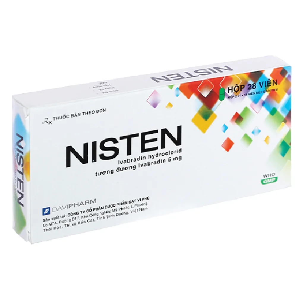 Hình ảnh Viên nén Nisten 5mg DaViPharm điều trị bệnh mạch vành, đau thắt ngực (2 vỉ x 14 Viên)