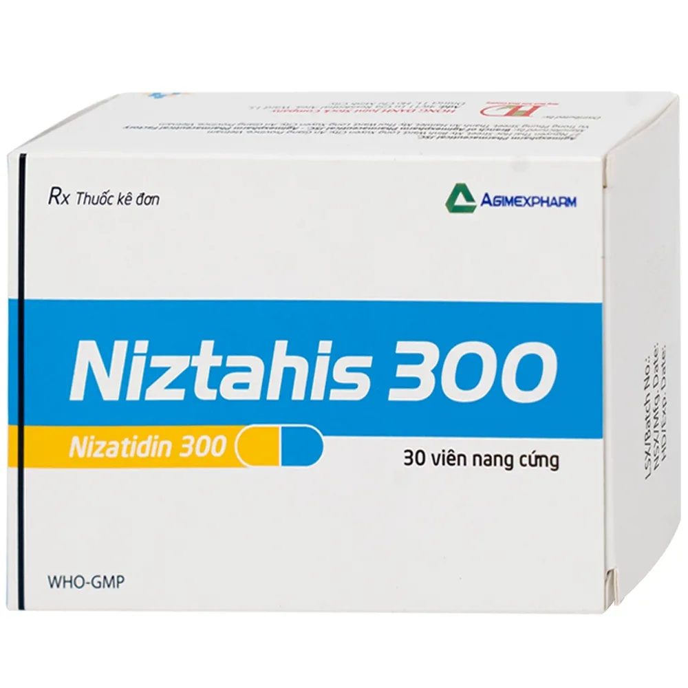 Hình ảnh Thuốc Niztahis 300 Agimexpharm điều trị loét tá tràng, loét dạ dày lành tính, bệnh trào ngược dạ dày, thực quản (3 vỉ x 10 viên)