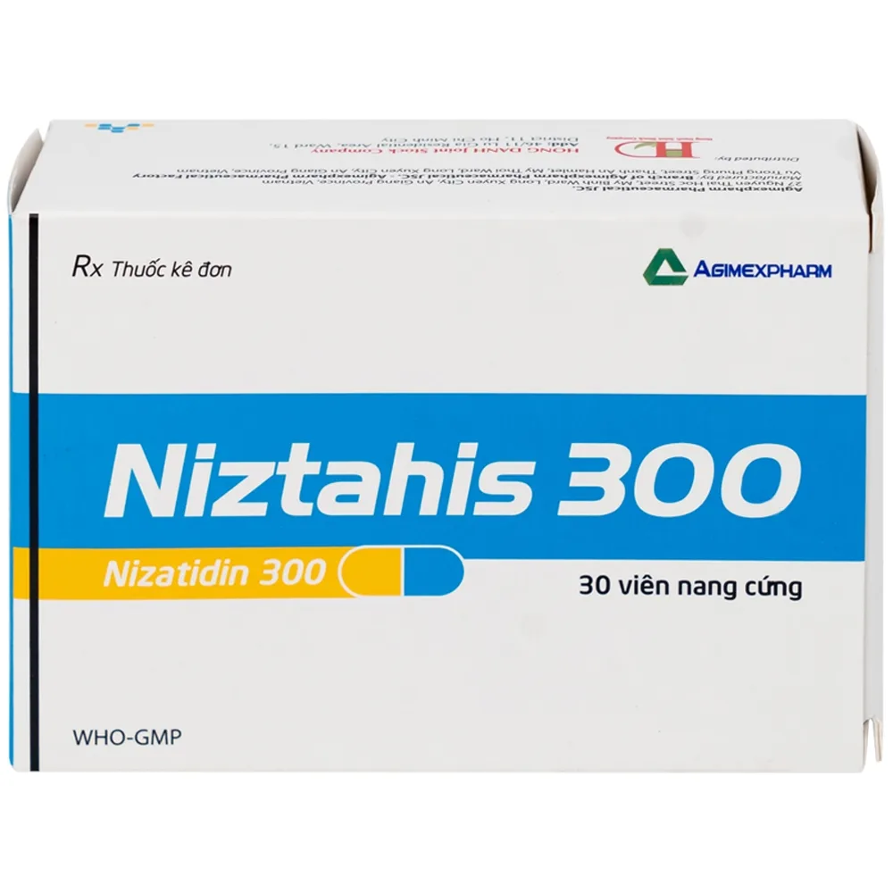Hình ảnh Thuốc Niztahis 300 Agimexpharm điều trị loét tá tràng, loét dạ dày lành tính, bệnh trào ngược dạ dày, thực quản (3 vỉ x 10 viên)