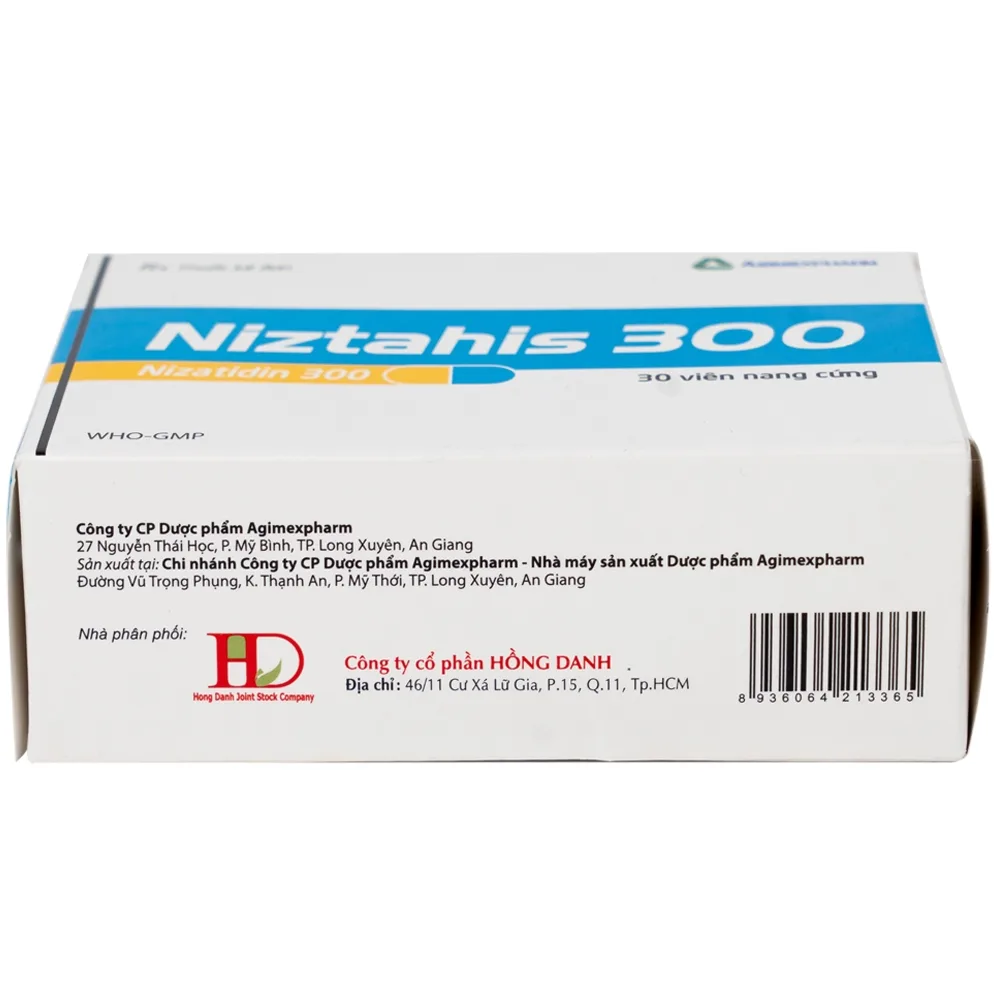 Hình ảnh Thuốc Niztahis 300 Agimexpharm điều trị loét tá tràng, loét dạ dày lành tính, bệnh trào ngược dạ dày, thực quản (3 vỉ x 10 viên)