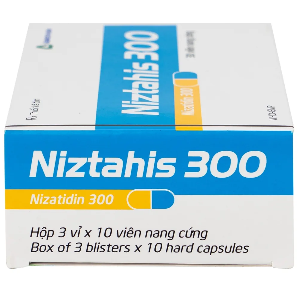 Hình ảnh Thuốc Niztahis 300 Agimexpharm điều trị loét tá tràng, loét dạ dày lành tính, bệnh trào ngược dạ dày, thực quản (3 vỉ x 10 viên)