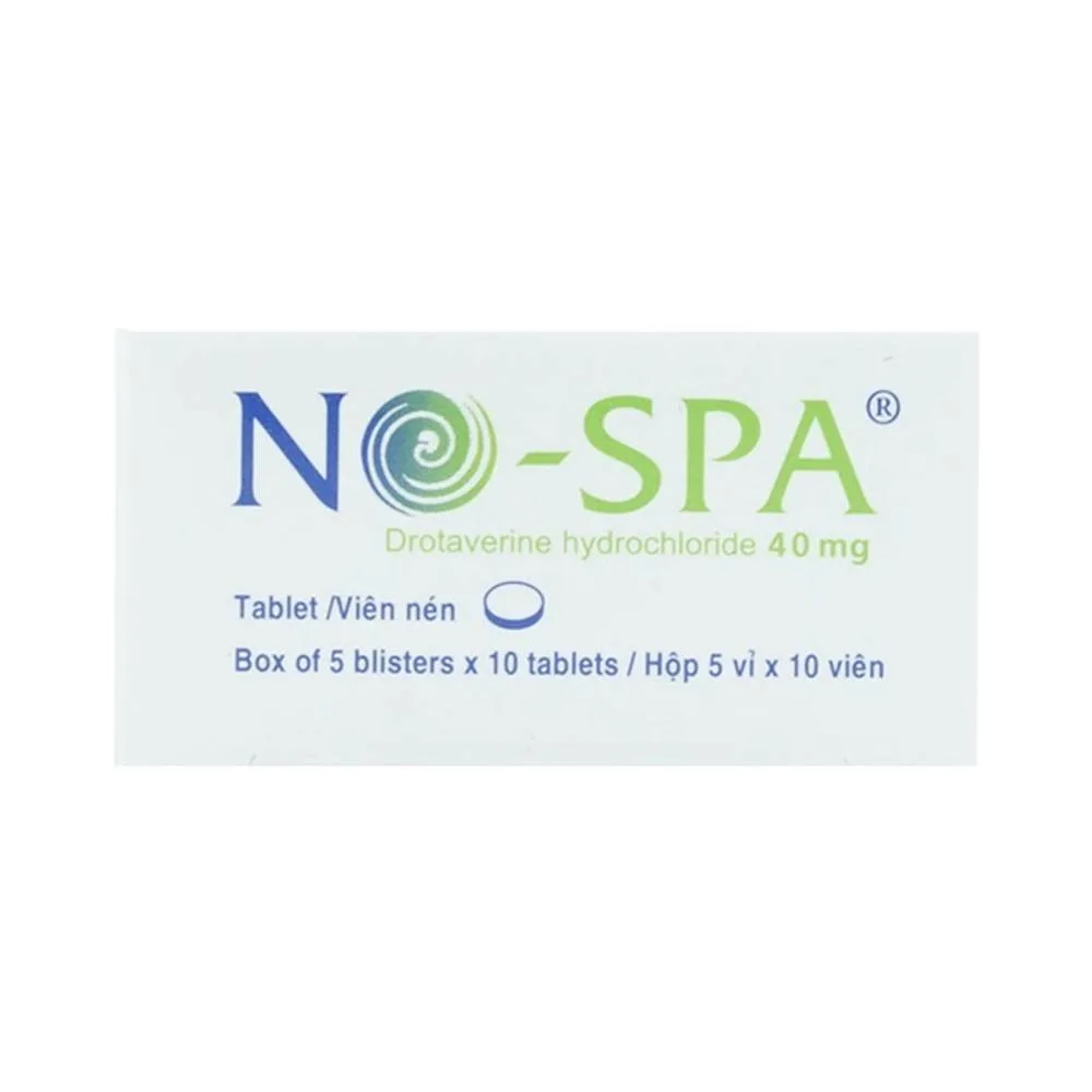 Hình ảnh Thuốc No-spa 40mg Sanofi điều trị co thắt cơ trơn, sỏi túi mật, sỏi ống mật (5 vỉ x 10 viên)