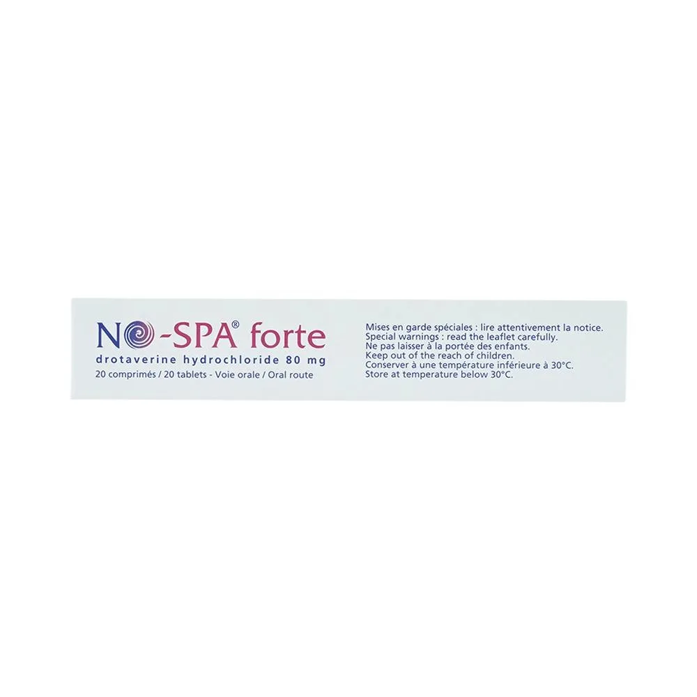 Hình ảnh Thuốc No-Spa Forte 80mg Sanofi điều trị co thắt cơ trơn, sỏi túi mật, sỏi ống mật (2 vỉ x 10 viên)