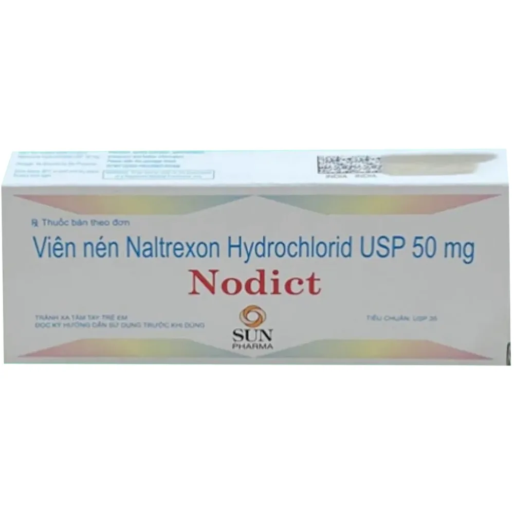 Hình ảnh Thuốc Nodict 50mg Sun Pharma điều trị nghiện rượu và nghiện ma túy (3 vỉ x 10 viên)